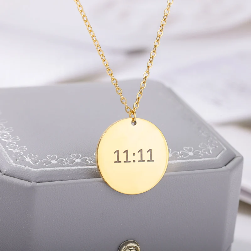 Lucky Angel Number 1111 Necklaces For Women Stainless Steel Gold Chain Choker 11:11 Necklace Bohemian 2022 Birthday Jewelry Gift