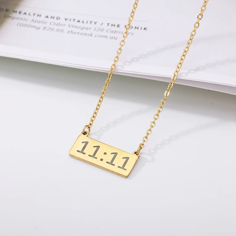 Lucky Angel Number 1111 Necklaces For Women Stainless Steel Gold Chain Choker 11:11 Necklace Bohemian 2022 Birthday Jewelry Gift