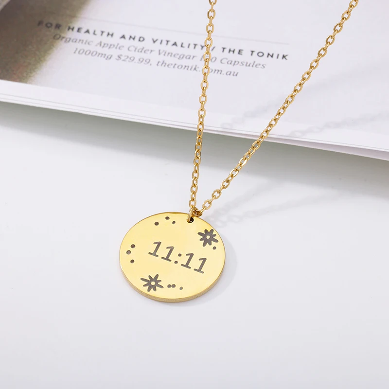 Lucky Angel Number 1111 Necklaces For Women Stainless Steel Gold Chain Choker 11:11 Necklace Bohemian 2022 Birthday Jewelry Gift