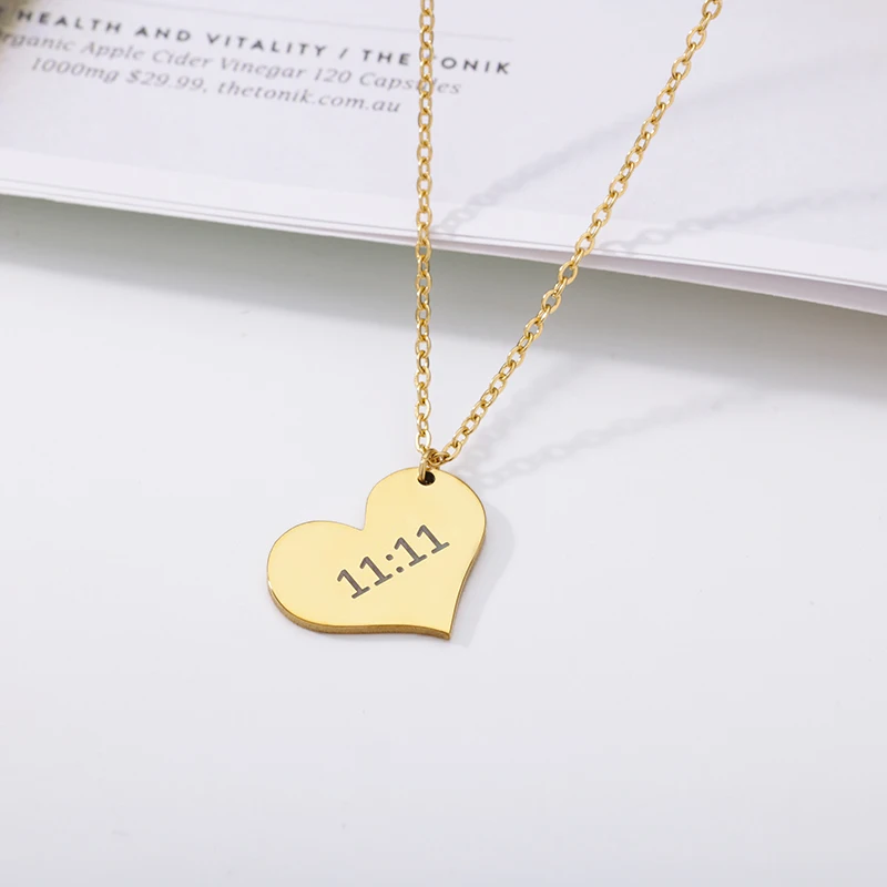 Lucky Angel Number 1111 Necklaces For Women Stainless Steel Gold Chain Choker 11:11 Necklace Bohemian 2022 Birthday Jewelry Gift