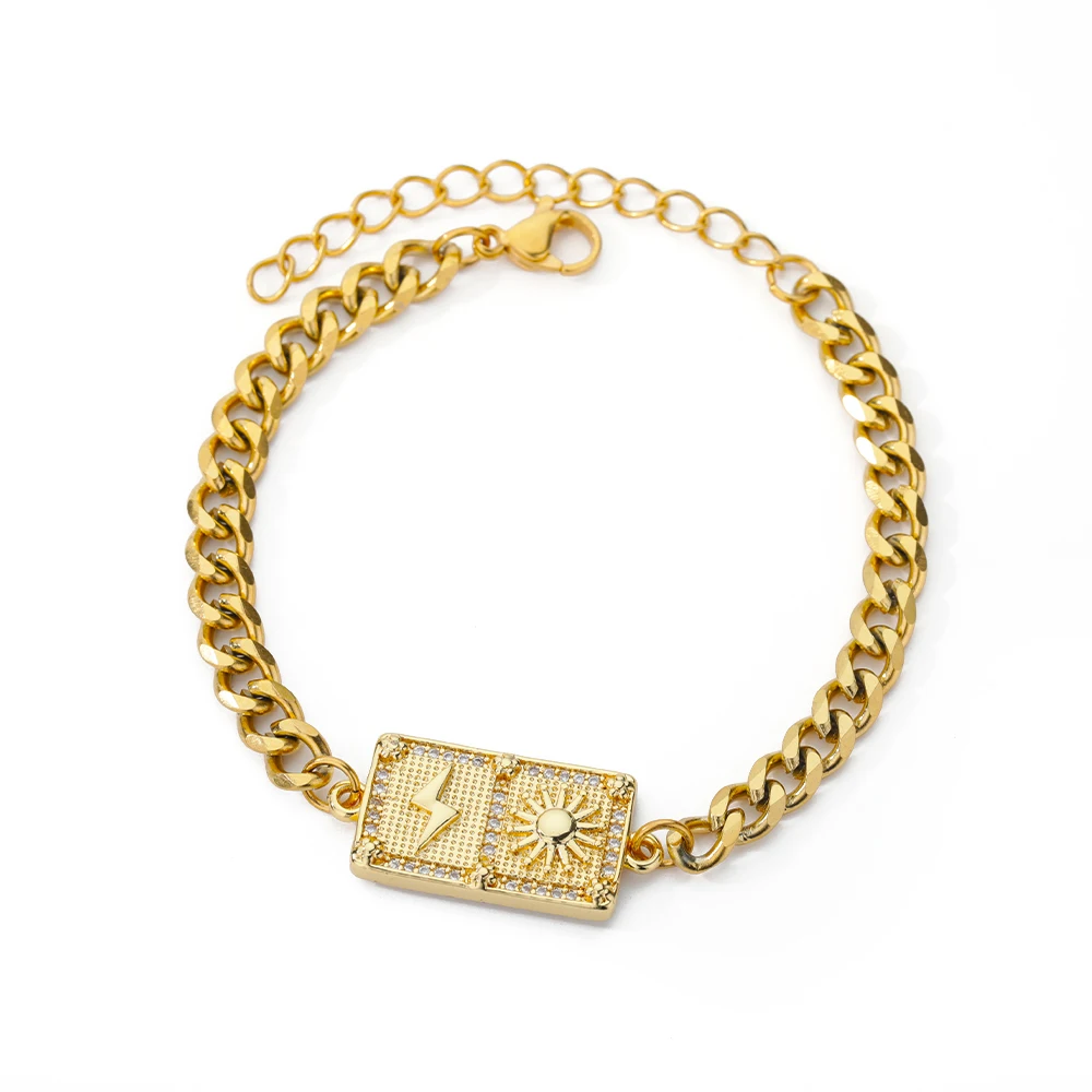 RXSMII Stainless Steel Layered Golden Pendant Bracelet For Women Retro Punk Gothic Portrait Coin Cross Pearl Bracelet Jewelry
