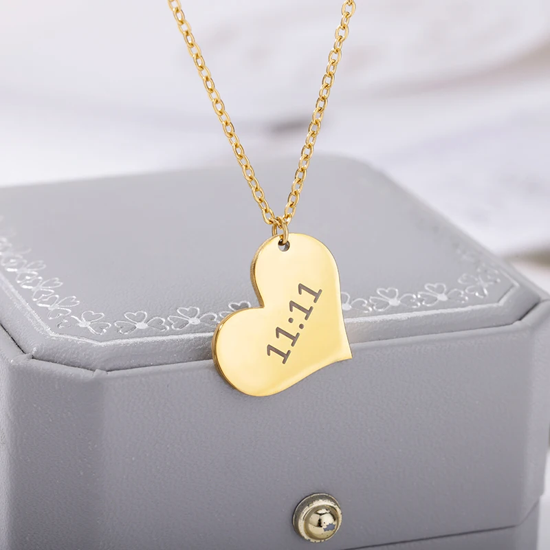 Lucky Angel Number 1111 Necklaces For Women Stainless Steel Gold Chain Choker 11:11 Necklace Bohemian 2022 Birthday Jewelry Gift