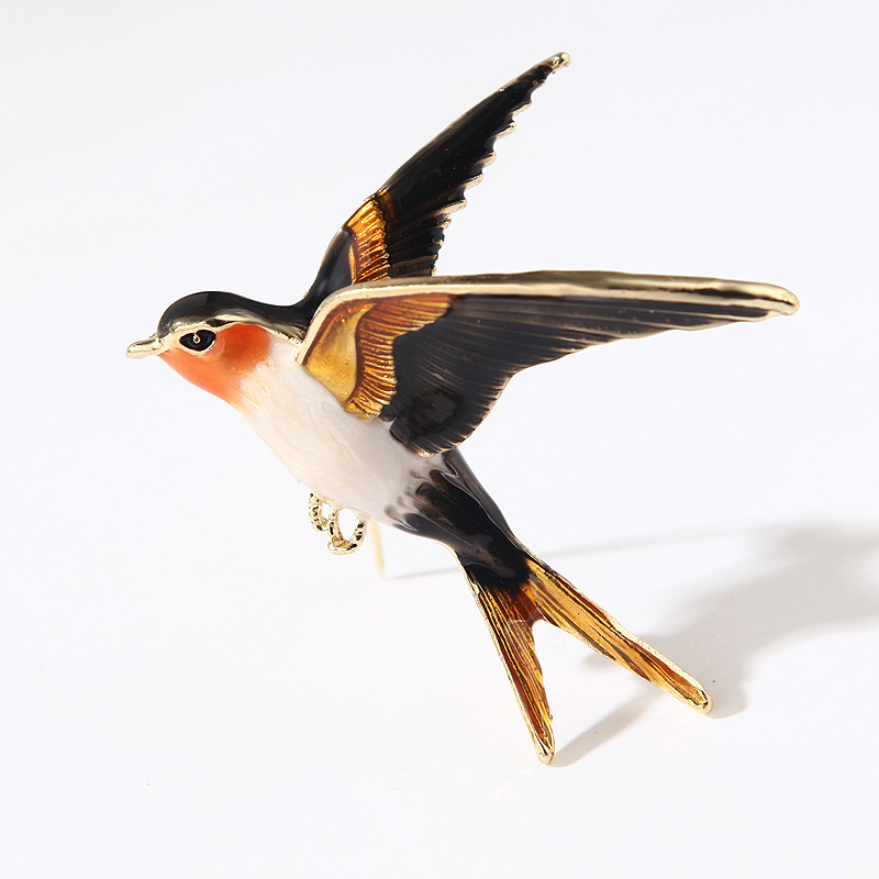 2021 Fashion Enamel Flying Swallow Brooch Pins For Women Animal Bird Broche Jewelry Gift