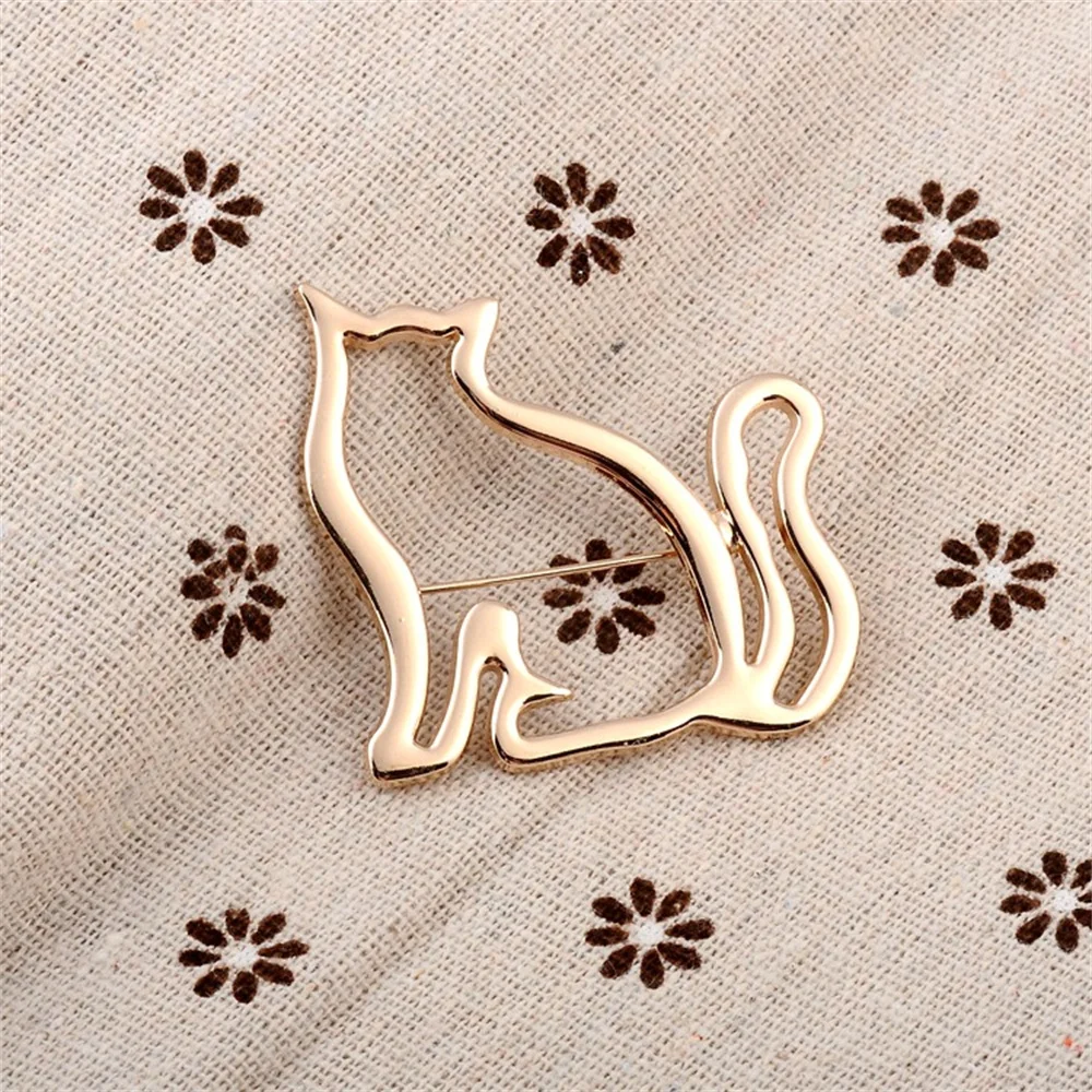 Women's Stylish Brooches Hollow Flower Cat Luxury Brooch Pin Gold Alloy Glossy Shawl Scarf Shirt Buckle Lapel Pin For Men Women's Stylish Brooches Hollow Flower Cat Luxury Brooch Pin Gold Alloy Glossy Shawl Scarf Shirt Buckle Lapel Pin For Men
