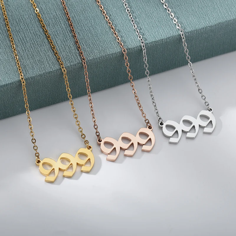 Custom 111 222 333 444 555 666 777 888 999 Year Angel Number Necklace For Women Stainless Steel Choker Collars Femme Jewelry