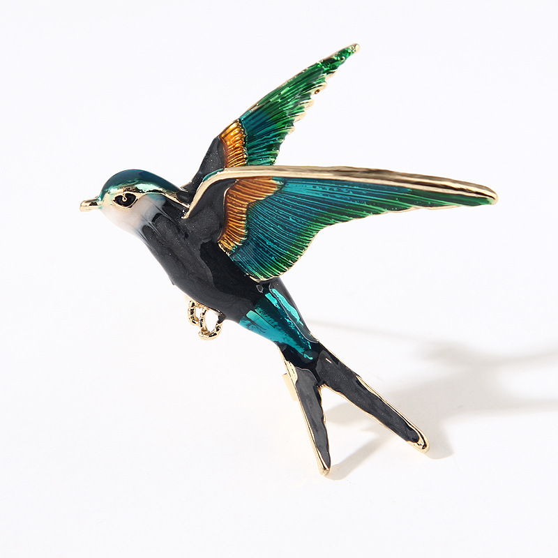 2021 Fashion Enamel Flying Swallow Brooch Pins For Women Animal Bird Broche Jewelry Gift