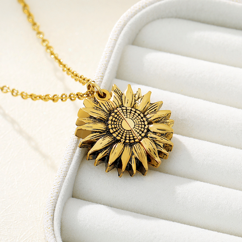 You Are My Sunshine Open Locket Sunflower Pendant Necklace Boho Jewelry Best Friendship Gifts Bff Letter Necklace Collier