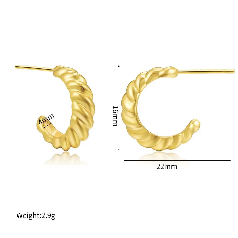 C Shape Twist Croissant Earrings For Women Stainless Steel Hoop Earrings Circle Round Earring Female Fashion Jewelry Orecchini C Shape Twist Croissant Earrings For Women Stainless Steel Hoop Earrings Circle Round Earring Female Fashion Jewelry Orecchini