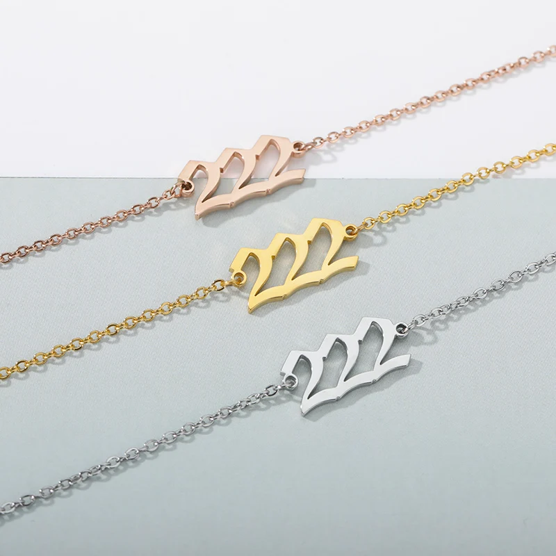 Goth Angel Number Wrist Bracelets Gold Stainless Steel 111 222 333 444 555 666 777 888 999 Devil Cuff Bracelet for Women Jewelry