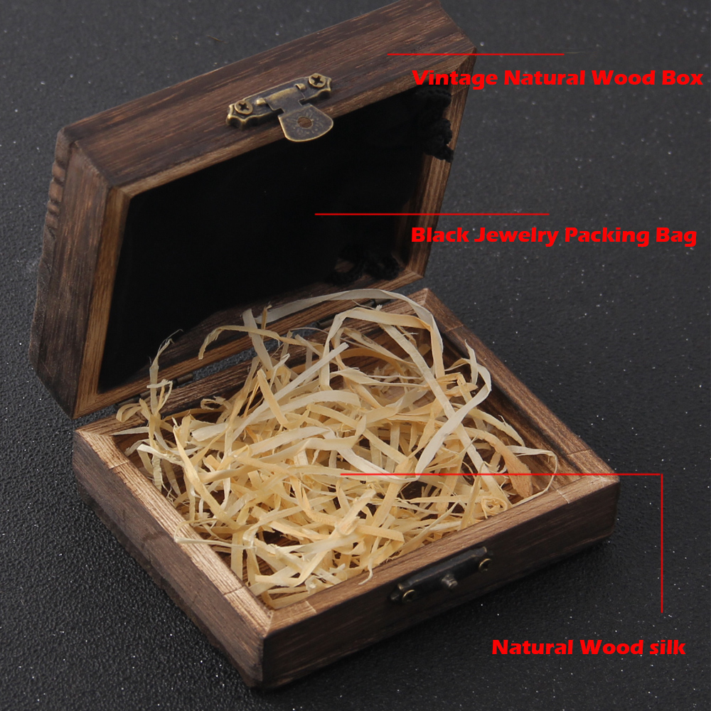New Vintage Viking Rune Wolf Head Pendant Men's Charm Necklace Locomotive Rock Party Jewelry with wooden box as gift
