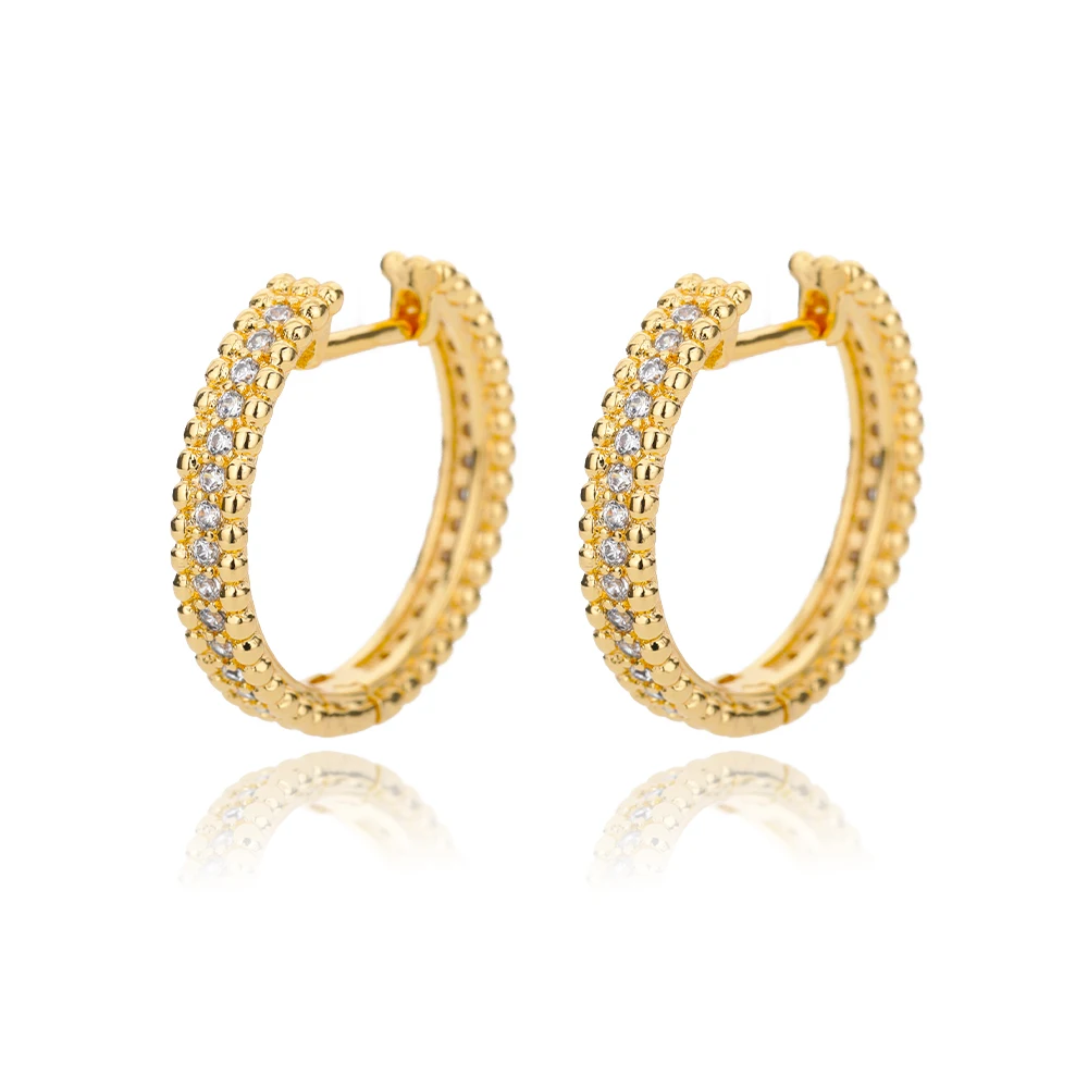Zircon Round Studs Earrings For Women Crystal Rhinestone Stainless Steel Geometric Earrings Jewelry Circle Ear Buckle Femme