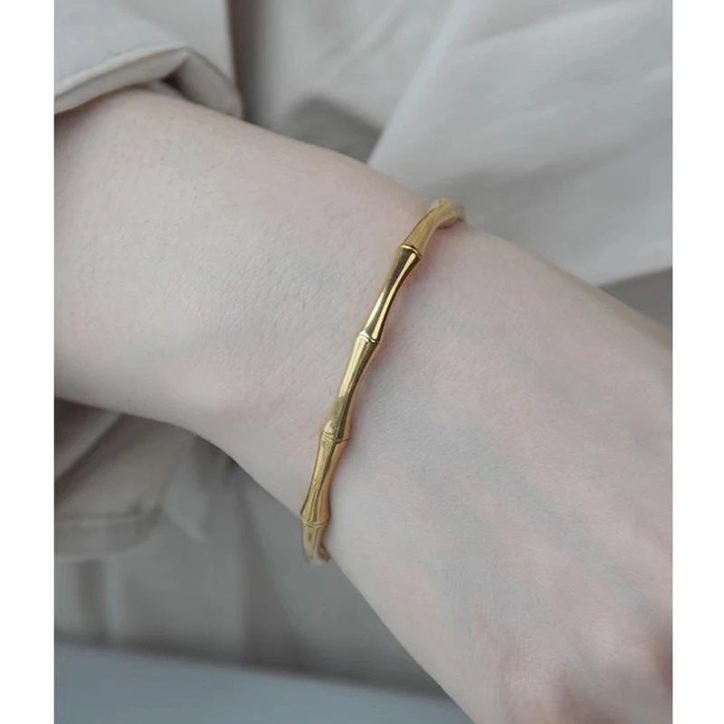 Classic Minimalism Stainless Steel Bamboo Joint Bracelet Bangle For Women Men Fashion Gothic Jewelry Couple Party Friend Gifts Classic Minimalism Stainless Steel Bamboo Joint Bracelet Bangle For Women Men Fashion Gothic Jewelry Couple Party Friend Gifts