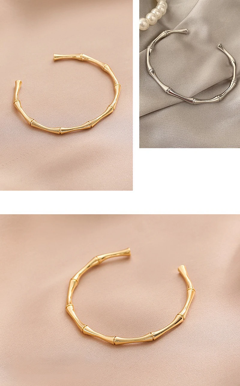 Classic Minimalism Stainless Steel Bamboo Joint Bracelet Bangle For Women Men Fashion Gothic Jewelry Couple Party Friend Gifts Classic Minimalism Stainless Steel Bamboo Joint Bracelet Bangle For Women Men Fashion Gothic Jewelry Couple Party Friend Gifts