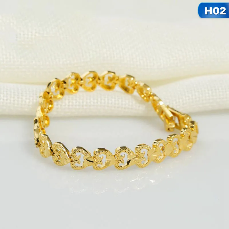 Gold Plated Dubai Gold Bracelets Bangle Love Heart Bracelet Femme Charm Female Bijoux Valentine's Day Gift For Women Gold Plated Dubai Gold Bracelets Bangle Love Heart Bracelet Femme Charm Female Bijoux Valentine's Day Gift For Women