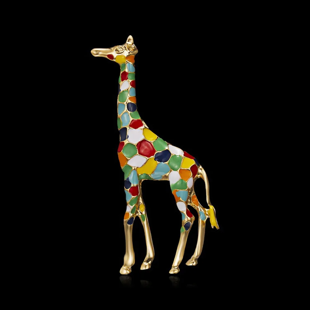 Colorful Giraffe Fashion Brooch Lovely Cartoon Brooch Collar Pin Alloy Scarf Buckle for Women Fashion Jewelry Clothing Decor New