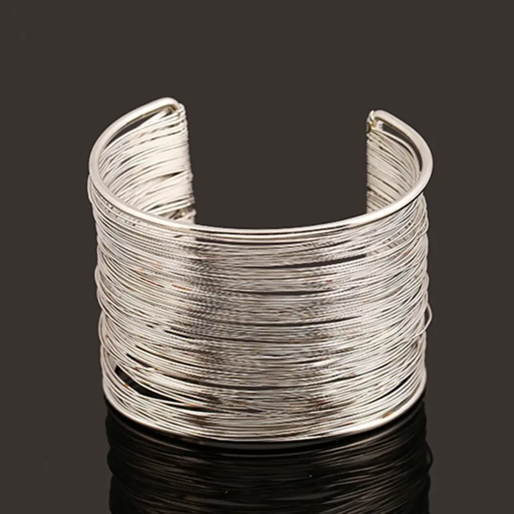Fashion Women Multilayer Metal Wires Strings Open Bangle Wide Cuff Bracelet Girls Fashion Jewelry Accessories hand ring bracelet Fashion Women Multilayer Metal Wires Strings Open Bangle Wide Cuff Bracelet Girls Fashion Jewelry Accessories hand ring bracelet