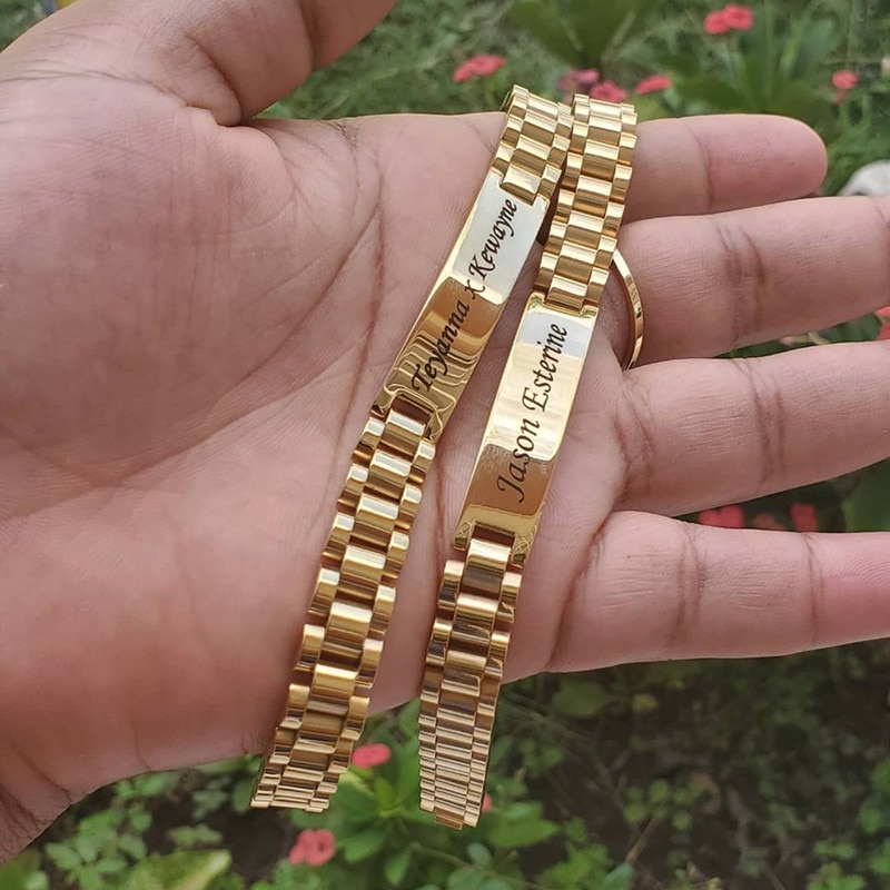 Customized Male Name Bracelet Stainless Steel Gold Color Punk Jewelry Personalized Letter Nameplate Bangle Best Friend Gifts Customized Male Name Bracelet Stainless Steel Gold Color Punk Jewelry Personalized Letter Nameplate Bangle Best Friend Gifts