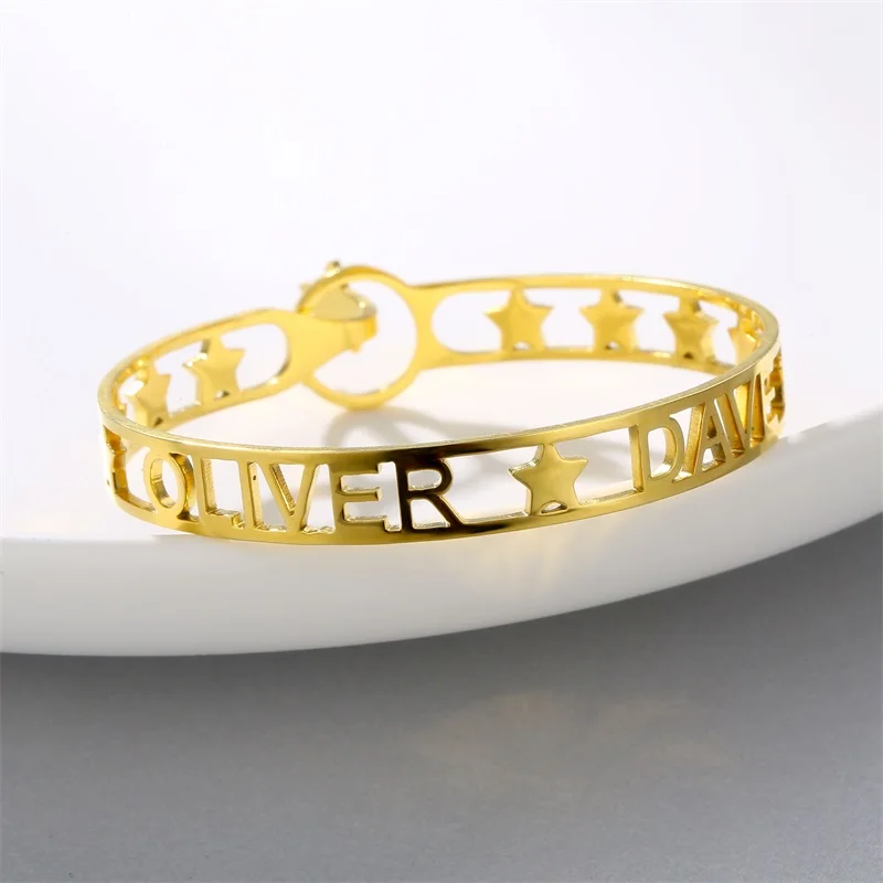 Customized Classic Nameplate Name Bracelet Personalized Custom Cuff Bangles Women Men Rose Gold Stainless Steel Jewelry Customized Classic Nameplate Name Bracelet Personalized Custom Cuff Bangles Women Men Rose Gold Stainless Steel Jewelry