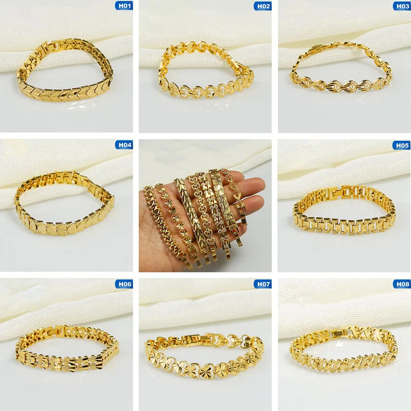 Gold Plated Dubai Gold Bracelets Bangle Love Heart Bracelet Femme Charm Female Bijoux Valentine's Day Gift For Women Gold Plated Dubai Gold Bracelets Bangle Love Heart Bracelet Femme Charm Female Bijoux Valentine's Day Gift For Women
