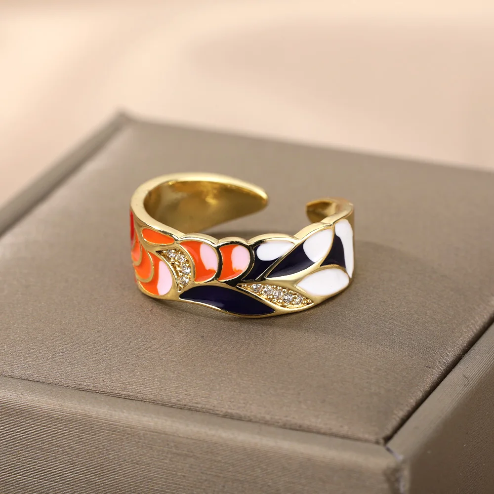 Colorful Enamel Rings For Women Adjustable Open Stainless Steel Finger Ring 2022 Trend Femme Aesthetic Jewelry anillos mujer Colorful Enamel Rings For Women Adjustable Open Stainless Steel Finger Ring 2022 Trend Femme Aesthetic Jewelry anillos mujer
