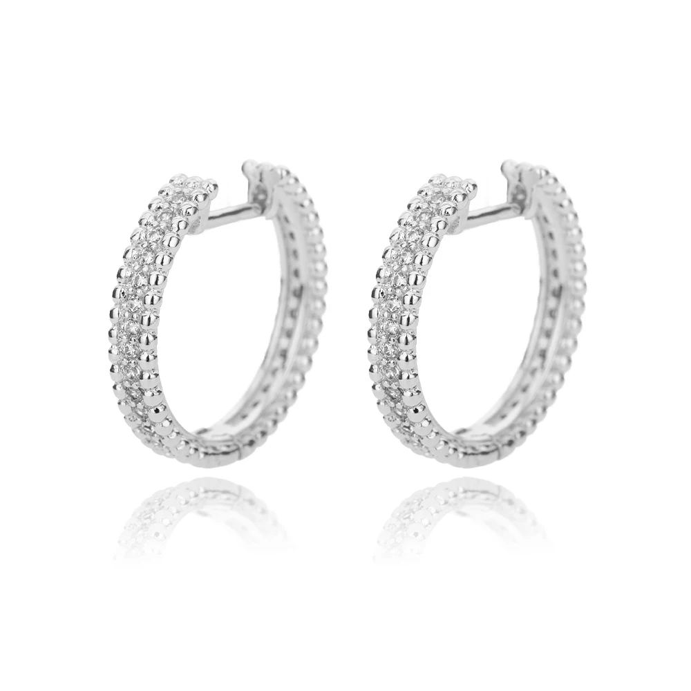 Zircon Round Studs Earrings For Women Crystal Rhinestone Stainless Steel Geometric Earrings Jewelry Circle Ear Buckle Femme