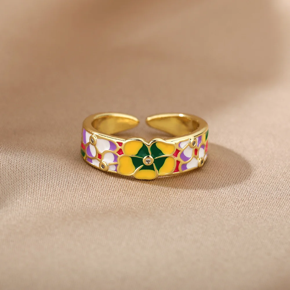 Colorful Enamel Rings For Women Adjustable Open Stainless Steel Finger Ring 2022 Trend Femme Aesthetic Jewelry anillos mujer Colorful Enamel Rings For Women Adjustable Open Stainless Steel Finger Ring 2022 Trend Femme Aesthetic Jewelry anillos mujer