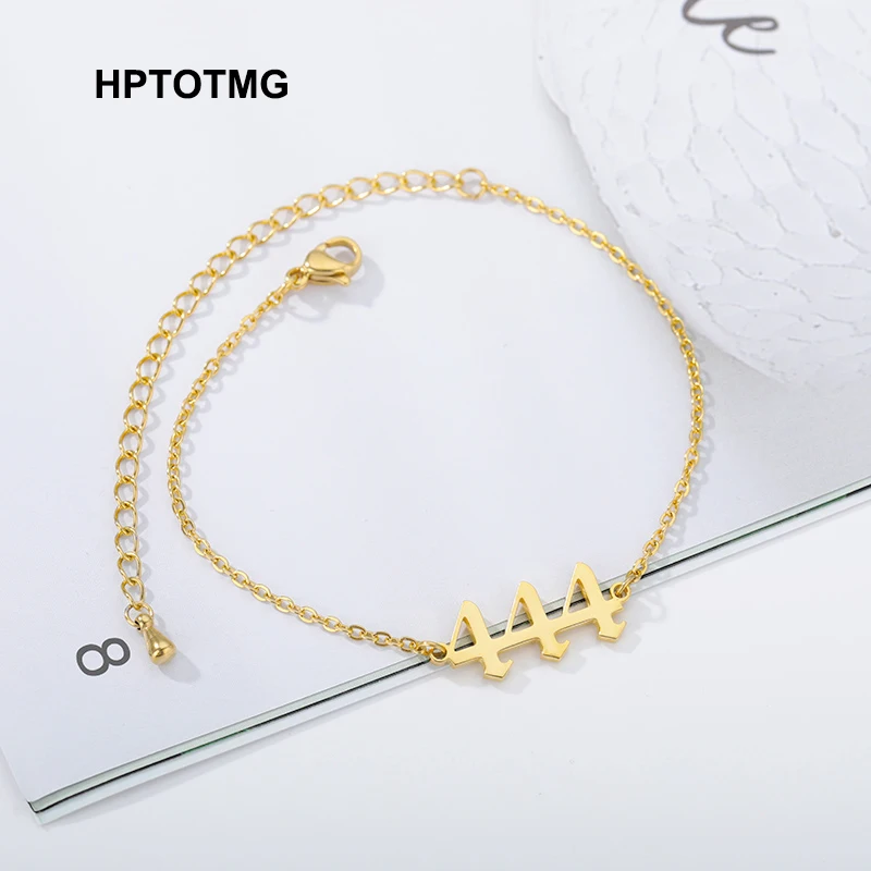 Goth Angel Number Wrist Bracelets Gold Stainless Steel 111 222 333 444 555 666 777 888 999 Devil Cuff Bracelet for Women Jewelry