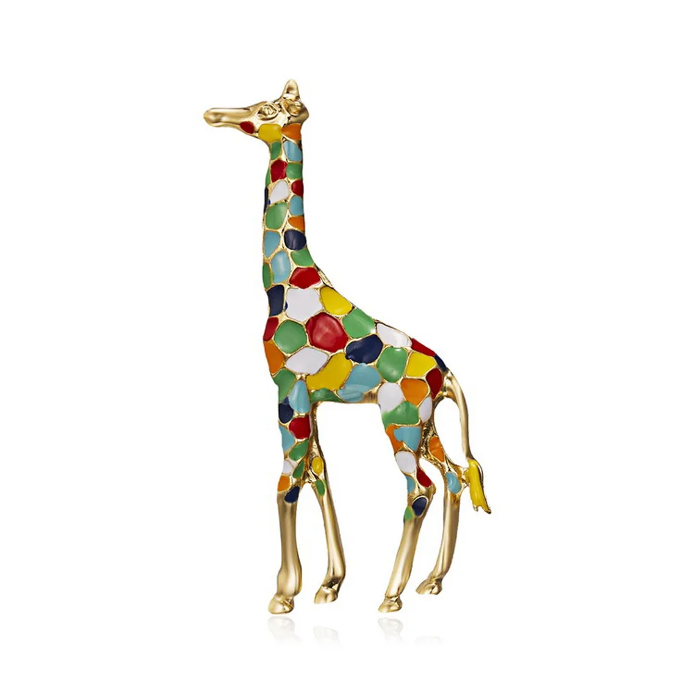 Colorful Giraffe Fashion Brooch Lovely Cartoon Brooch Collar Pin Alloy Scarf Buckle for Women Fashion Jewelry Clothing Decor New