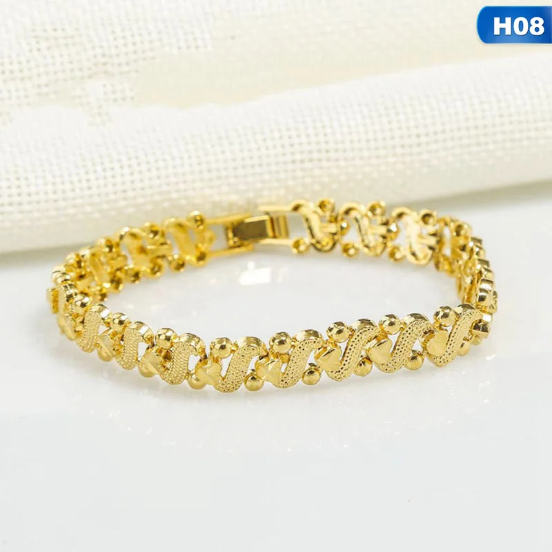 Gold Plated Dubai Gold Bracelets Bangle Love Heart Bracelet Femme Charm Female Bijoux Valentine's Day Gift For Women Gold Plated Dubai Gold Bracelets Bangle Love Heart Bracelet Femme Charm Female Bijoux Valentine's Day Gift For Women