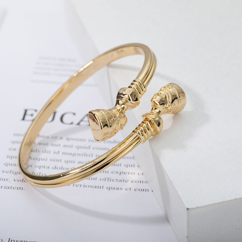 African Jewelry Egyptian Queen Nefertiti Bracelets For Women Gold Cuff Bracelet Stainless Steel Vintage Adjustable Bangle Gifts
