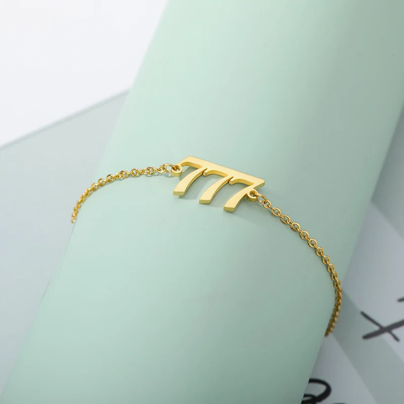 Goth Angel Number Wrist Bracelets Gold Stainless Steel 111 222 333 444 555 666 777 888 999 Devil Cuff Bracelet for Women Jewelry