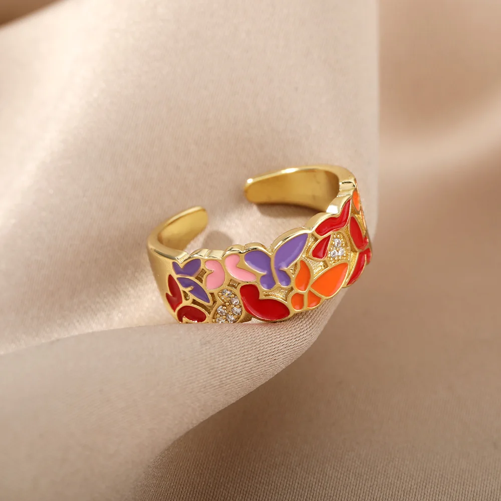 Colorful Enamel Rings For Women Adjustable Open Stainless Steel Finger Ring 2022 Trend Femme Aesthetic Jewelry anillos mujer Colorful Enamel Rings For Women Adjustable Open Stainless Steel Finger Ring 2022 Trend Femme Aesthetic Jewelry anillos mujer