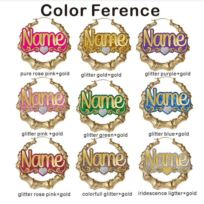 Big Bamboo Personalized Name Custom Earrings C4 Big Bamboo Personalized Name Custom Earrings C4