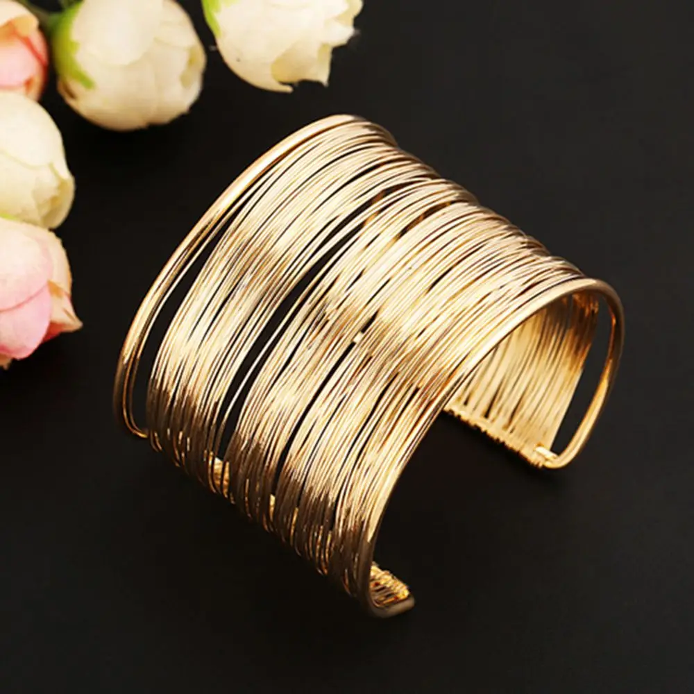 Fashion Women Multilayer Metal Wires Strings Open Bangle Wide Cuff Bracelet Girls Fashion Jewelry Accessories hand ring bracelet Fashion Women Multilayer Metal Wires Strings Open Bangle Wide Cuff Bracelet Girls Fashion Jewelry Accessories hand ring bracelet