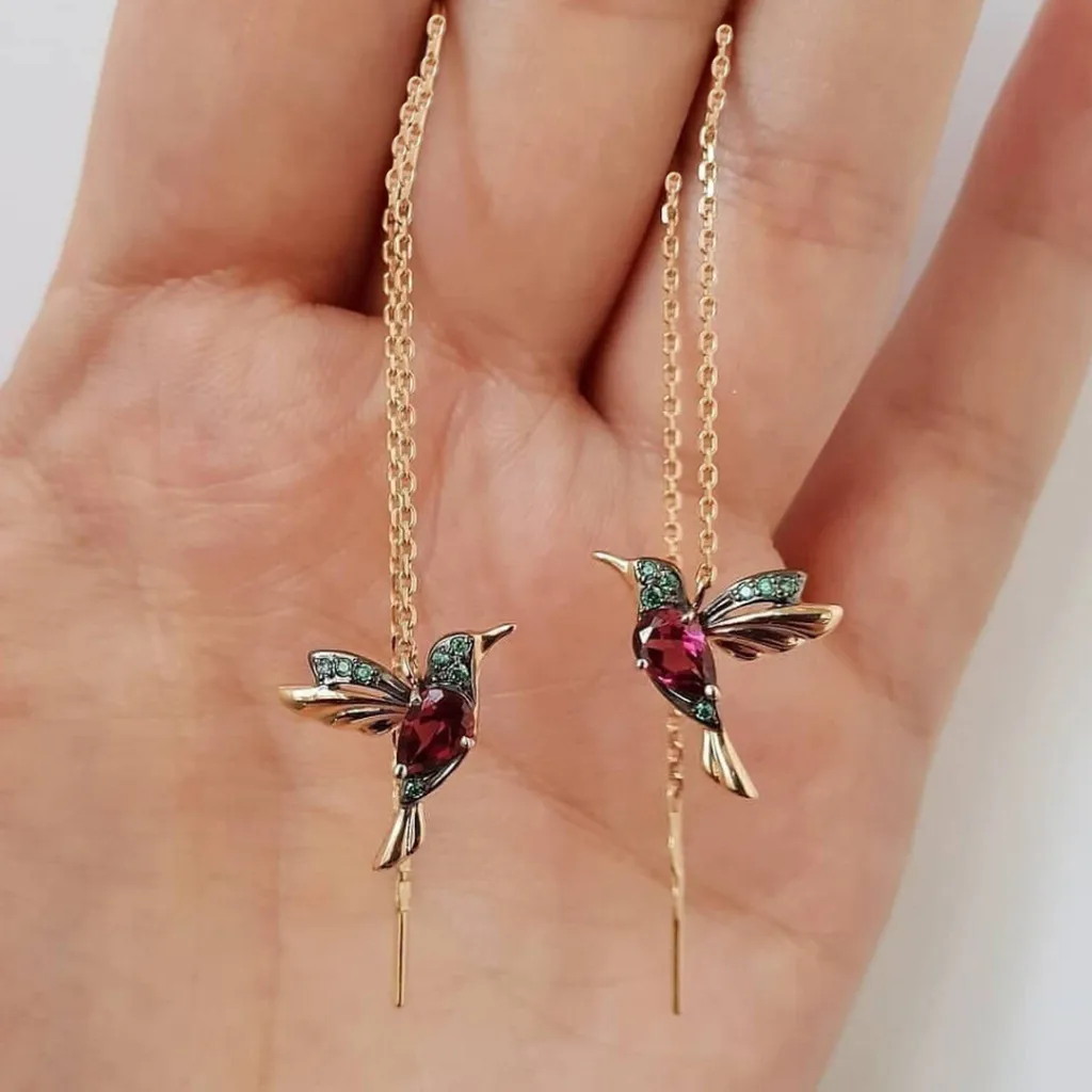 Unique Long Drop Earrings Bird Pendant Tassel Crystal Pendant Earrings Ladies Jewelry Design Earings Fashion серьги