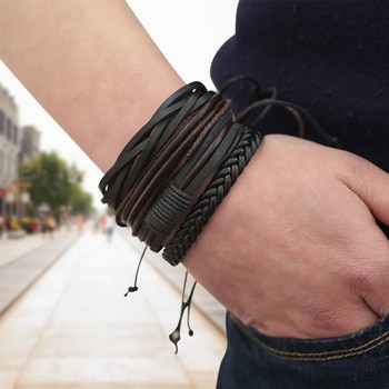 Bracelets & Bangles mens leather bracelets Pulseira Masculina Jewelry Charm Bileklik Pulseiras Boyfriend Girlfriend