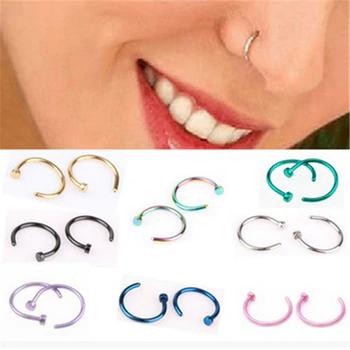 MISANANRYNE Fake Septum Medical Titanium Nose Ring Silver Gold Body Clip Hoop