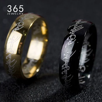 Magic Letter The Lord of One Ring Black Silver Gold Titanium Stainless Steel Ring 1