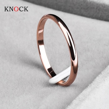 KNOCK Titanium Steel Rose Gold Anti-allergy Smooth Simple Wedding Couples Rings