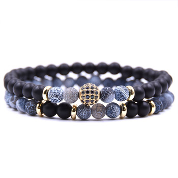 HYHONEY Natural stone Bracelet men Micro Pave CZ 8mm Disco Ball Charms Bracelets