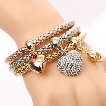 Crystal Owl Heart Charm Gold/Silver Plated Elephant Anchor Pendants Rhinestone Bracelets For Women