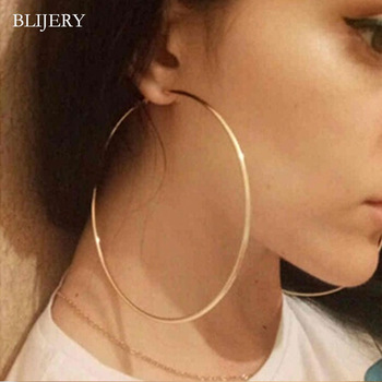 BLIJERY Trendy Large Hoop Earrings Big Smooth Circle Earrings Basketball Brincos Celebrity