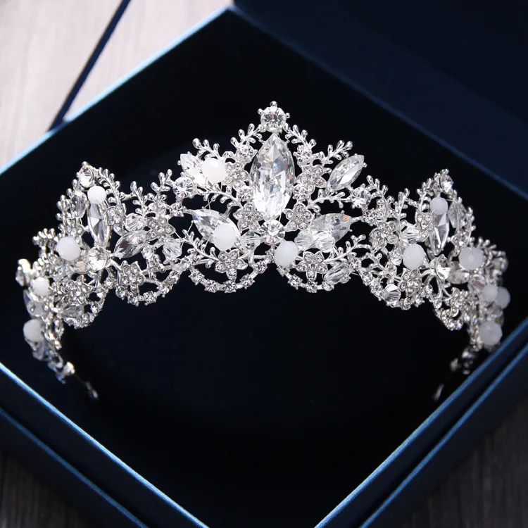 2022 New Fashion Baroque Luxury Crystal AB Bridal Crown Tiaras Light Gold Diadem Tiaras for Women Bride Wedding Hair Accessories