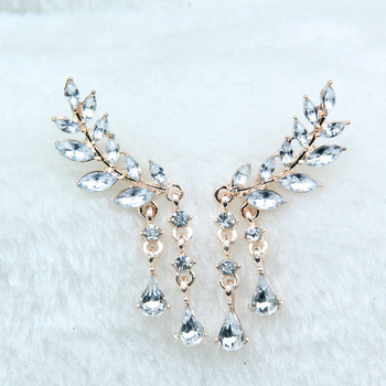 Women's Angel Wings Stud Earrings Rhinestone Inlaid Alloy Ear Jewelry