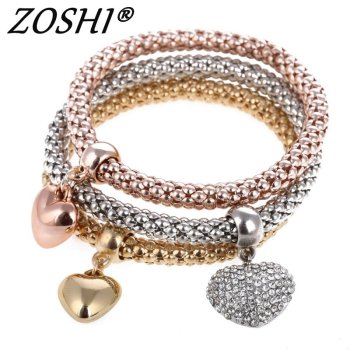 Crystal Owl Heart Charm Gold/Silver Plated Elephant Anchor Pendants Rhinestone Bracelets For Women 1