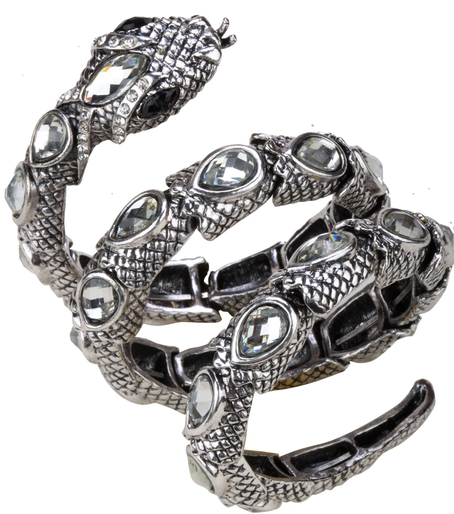 YACQ Stretch Snake Bracelet Armlet Upper Arm Cuff Women Punk Rock Crystal Bangle Jewelry Gold Silver Color Dropshipping A32