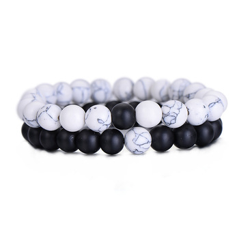 Couples Distance Bracelet Classic Natural Stone White and Black Yin Yang Beaded Bracelets