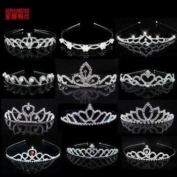 AINAMEISI Princess Crystal Tiaras and Crowns Headband Kid Girls Love Wedding Party Accessiories Hair Jewelry