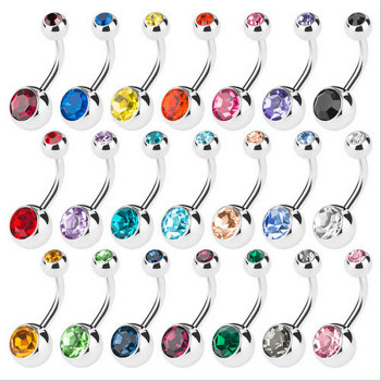 Piercing Navel Surgical Steel Single Crystal Rhinestone Belly Button Rings Navel Piercing Ombligo 5/8mm Ball Nombril