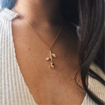 Fashion Collier Pink Gold Rose Statement Pendant Necklace Women's Beauty and Beast Jewelry Lovers Gifts